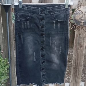 Junior kids skirt very stretchy material distressed and Faded black size small